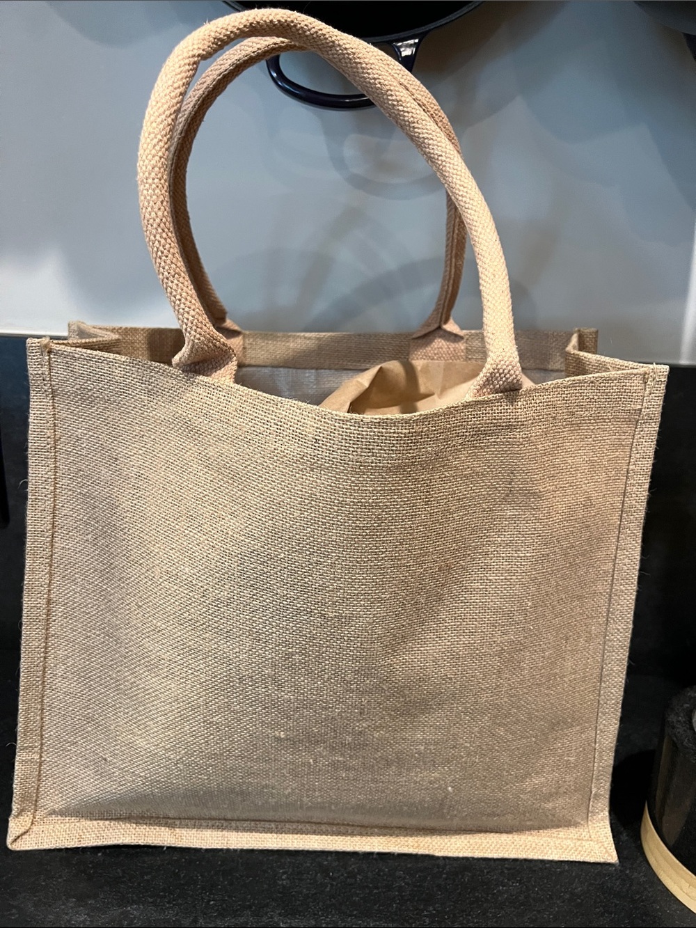 Neutral Natural Jute Tote Bag - Beige